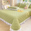 全棉床盖单件四季通用加厚夹棉纯棉防滑绗缝睡垫被床单花边大炕盖