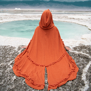理想三旬女装新疆青海西藏旅行民族风焦糖色流苏披肩针织斗篷外套
