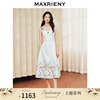 maxrieny浪漫花卉提花，撞色飘带连衣裙，2024夏季抹胸吊带长裙