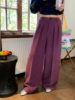 lerouge周美美(周美美)反复爱上紫色高级质感，百搭毛呢直筒极地西装裤
