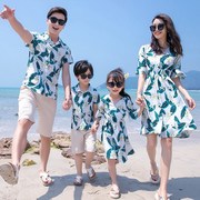 夏威夷男衬衫海南短袖衬衣海滩亲子装沙滩套装海边度假三亚情侣装