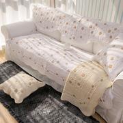 欧式白色双面纯棉布艺，沙发垫北欧简约全棉沙发巾韩式四季坐垫现代