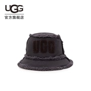 UGG冬季女士帽子休闲舒适纯色毛茸圆帽渔夫帽 22655