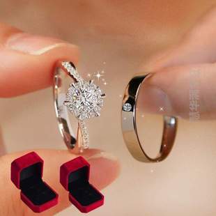时尚指环结婚婚求婚戒指，精致婚嫁钻石戒指，仿真男钻戒!戒指女婚对