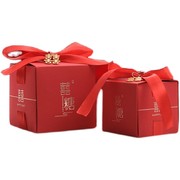 糖盒结婚中式红色大号喜礼中国风浪漫丝带喜字网红简单复古喜糖盒