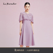 La Koradior拉珂蒂春季新款斗篷式气质无袖蕾丝斗篷洋装裙连衣裙