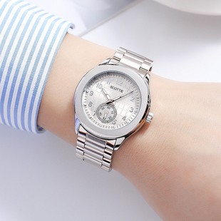 男不锈钢士手表表带潮流气质表胶带大表盘个性手表诗高迪时尚