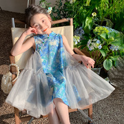 女童旗袍背心裙夏季小女孩洋气中国风新中式连衣裙儿童装夏天裙子