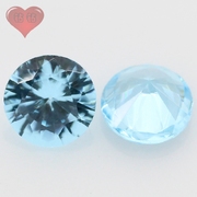 海蓝色水晶锆石圆形裸石高仿钻 人造蓝色宝石戒面微镶嵌饰品配饰