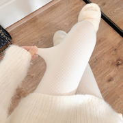 秋冬加绒奶白色连裤袜，日系甜美jk米白丝袜加厚保暖白色打底裤袜女