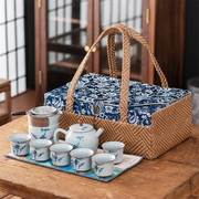 陶瓷旅行茶具家用户外露营便携式快客杯功夫茶具套装收纳包袋盒子