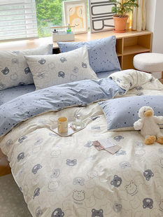 影子熊丨儿童卡通纯棉床上用品，床单被套三四件套，定制床笠床罩