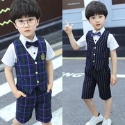 男童礼服夏季儿童西装马甲套装男孩走秀表演服花童英伦主持小礼服