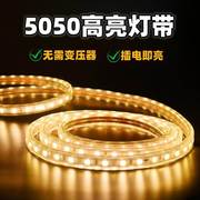 led灯带户外防水220v超亮5050灯条110V客厅吊顶软室外灯带条60灯