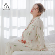 mamiline有机棉月子服薄款双层纱布，孕妇睡衣产后夏季哺乳衣4月5月