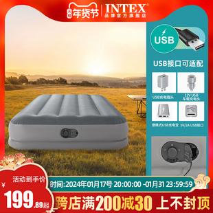intex充气床家用加厚午休床USB自动充气户外折叠露营便携单双人床