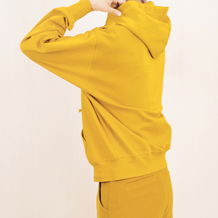 板栗研衣所独立设计柠檬黄纯棉长袖，微宽松基础款卫衣t恤帽衫
