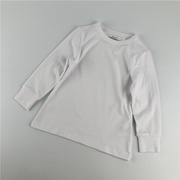8B3 男女童2-8岁白色长袖打底衫圆领莫代尔棉弹力纯色T恤衫上衣