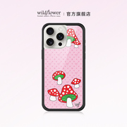 Wildflower蘑菇手机壳Shrooms适用苹果iPhone15/14/Pro/Max硬壳全包保护套硅胶防摔欧美时尚wf