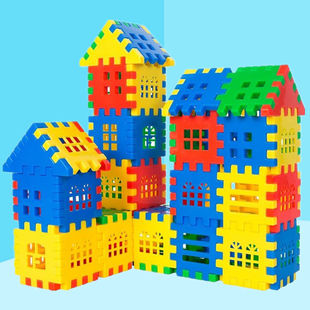 儿童早教益智拼插数字，方块幼儿园宝宝，塑料拼装大号房子积木玩具
