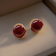奥特莱斯相思红豆耳环女2022年耳扣高级感耳饰设计感耳夹耳钉