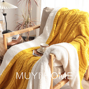 秋冬黄色加厚雪尼尔毯子客厅沙发毯卧室床上用盖毯办公室毛毯