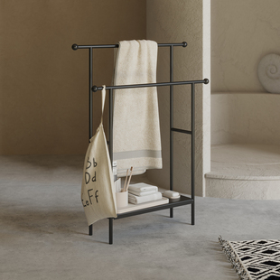 北欧风家用卫生间落地式浴缸，边毛巾架浴巾架可移动多功能置物架子