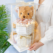 送闺蜜的生日礼物女生永生花，小熊玩偶公仔花束，玩具熊抱抱熊花束桶