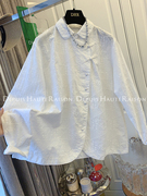 DHR 新中式盘扣白色娃娃领刺绣蕾丝衬衫上衣女装宽松休闲春季