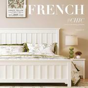 美式床轻奢全实木床白色，1.8米婚床双人床主，卧床1.5现代简约一米五