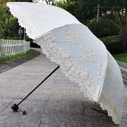 米白色黑色复古典蕾丝刺绣花黑胶防紫外线，太阳伞晴雨伞高档奢华
