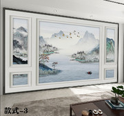 新中式水墨山水电视背景墙壁纸客厅沙发大气墙纸办公室装饰3d壁画