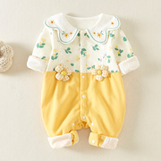 婴儿衣服秋装连体衣韩版洋气，0-1岁女宝宝，春秋季连身衣外穿爬爬服2