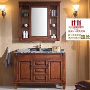 专用欧式浴室柜橡木洗脸盆，镜柜美式洗漱台落地实木仿古卫浴柜组合