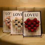 玫瑰积木花束礼盒展示盒，相框拼装永生花送女友，浪漫520情人节礼物