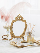 家装饰品创意欧式创意，家居复古雕花金色化妆镜子，拍摄道具可挂可摆