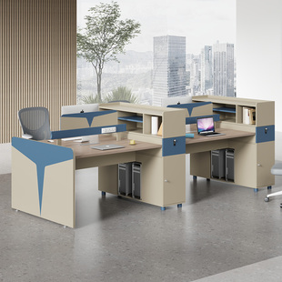财务办公桌椅组合简约现代四人员工位卡座，六人位办公室家具职员桌