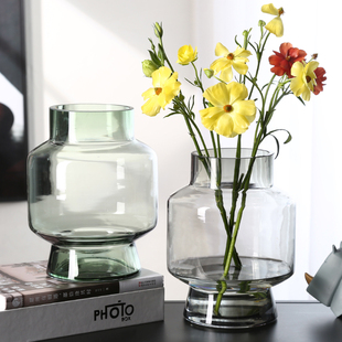 轻奢玻璃花瓶透明现代简约客厅装饰品北欧餐桌鲜花插花瓶创意摆件