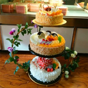 欧式创意铁艺蛋糕架，婚庆三层糕点，架花架生日多层甜品架