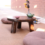 日式烧桐木飘窗桌子小茶几，榻榻米炕几炕桌圆形，实木窗台桌矮茶桌几