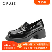 D：Fuse/迪芙斯春秋牛皮厚底乐福鞋圆头蝴蝶结单鞋女DF3311298D