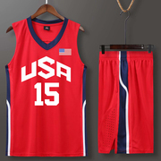 美国男篮球衣USA梦十三篮球服定制比赛服印号DIY队服红色篮球服