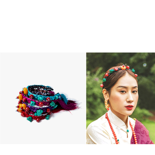 藏族头饰    压发  仿松石/仿珊瑚   西藏拉萨藏服配饰藏族饰品