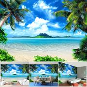 背景布 婚纱儿童拍照背景 沙滩椰树海景场景跨境摄影背景板