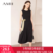 amii法式绑带背心裙无袖连衣裙女夏季2024裙子吊带裙黑色长裙