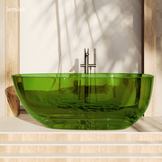 全透明水晶浴缸家用双人彩色树脂椭圆形浴缸高端人造石独立浴盆