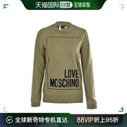 香港直邮moschino莫斯奇诺女士圆领，卫衣墨绿色字母logo烫印长袖棉