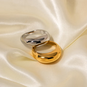 欧美ins潮人夸张复古时尚食戒指 光滑圆形弧面钛钢戒指女跨境饰品
