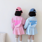 女童字母拉链短裙套装，韩国南大门童装24春款中大童两件套454