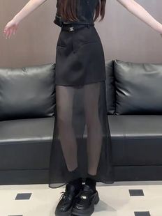 时尚气质百搭设计感独特别致半身裙女2025夏季新款高腰显瘦长裙子